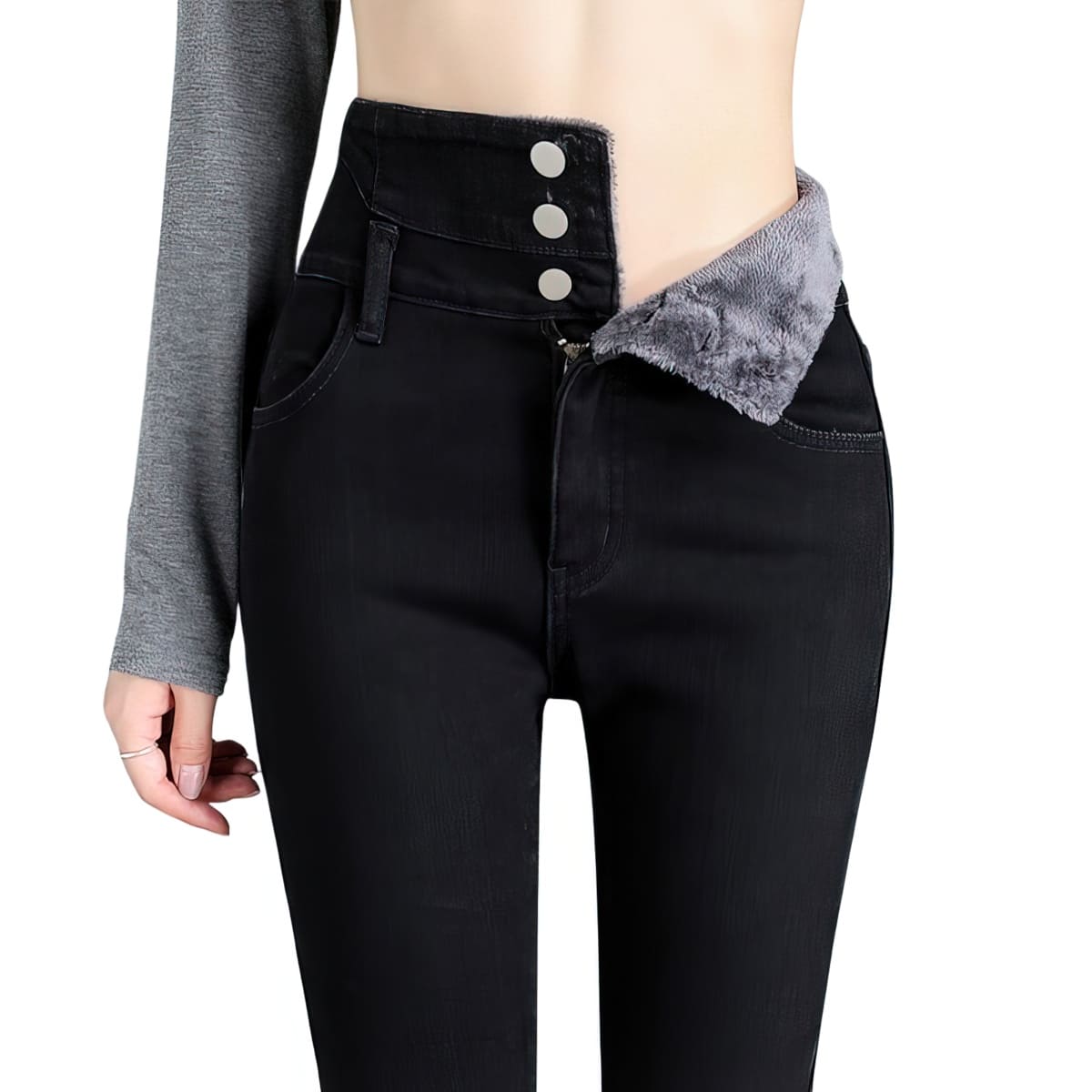 Lively® Vêtements automn & hiver Noir / 32 Jeans en laine polaire | Lively™