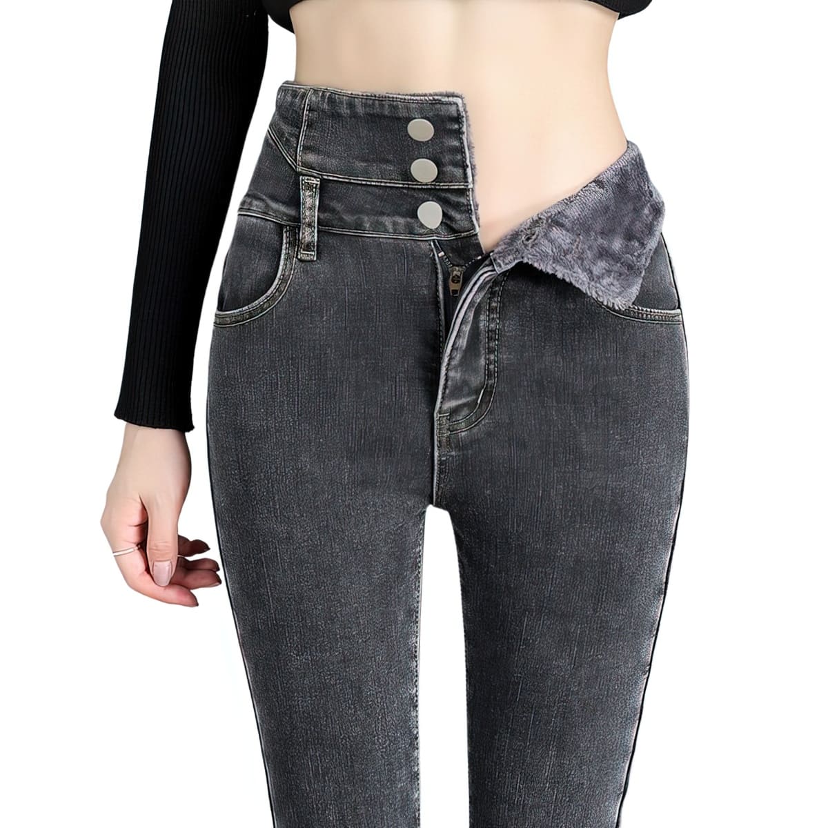 Lively® Vêtements automn & hiver Gris foncé / 32 Jeans en laine polaire | Lively™