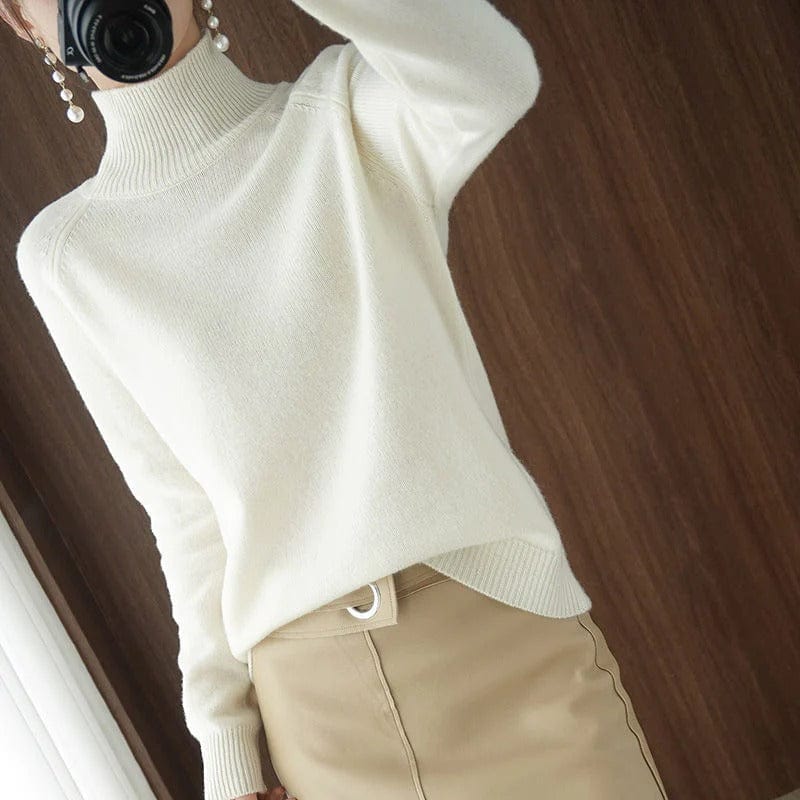 Lively® Vêtements automn & hiver Blanc / S Col Roulé Cachemire | Lively®