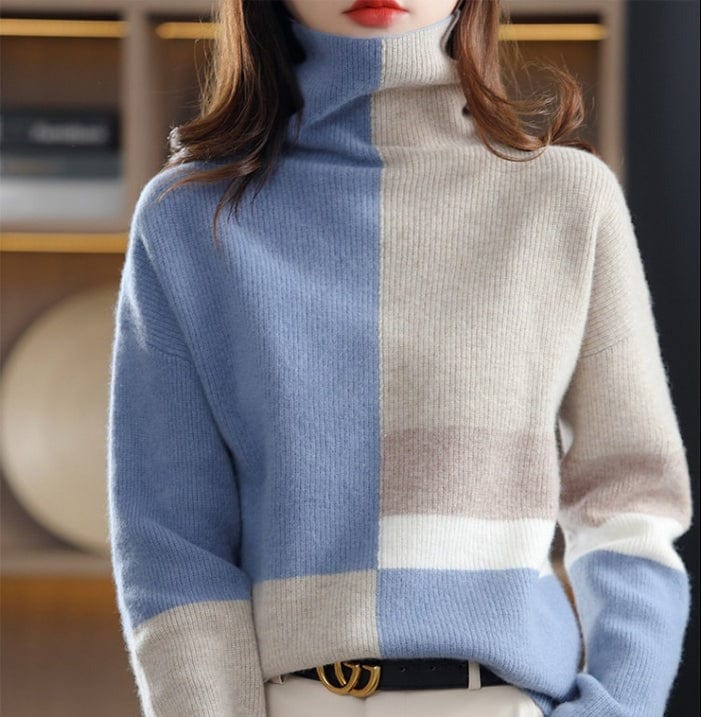 Lively® Vêtements automn & hiver Bleu / S Col roulé à motif en cachemire | Lively®