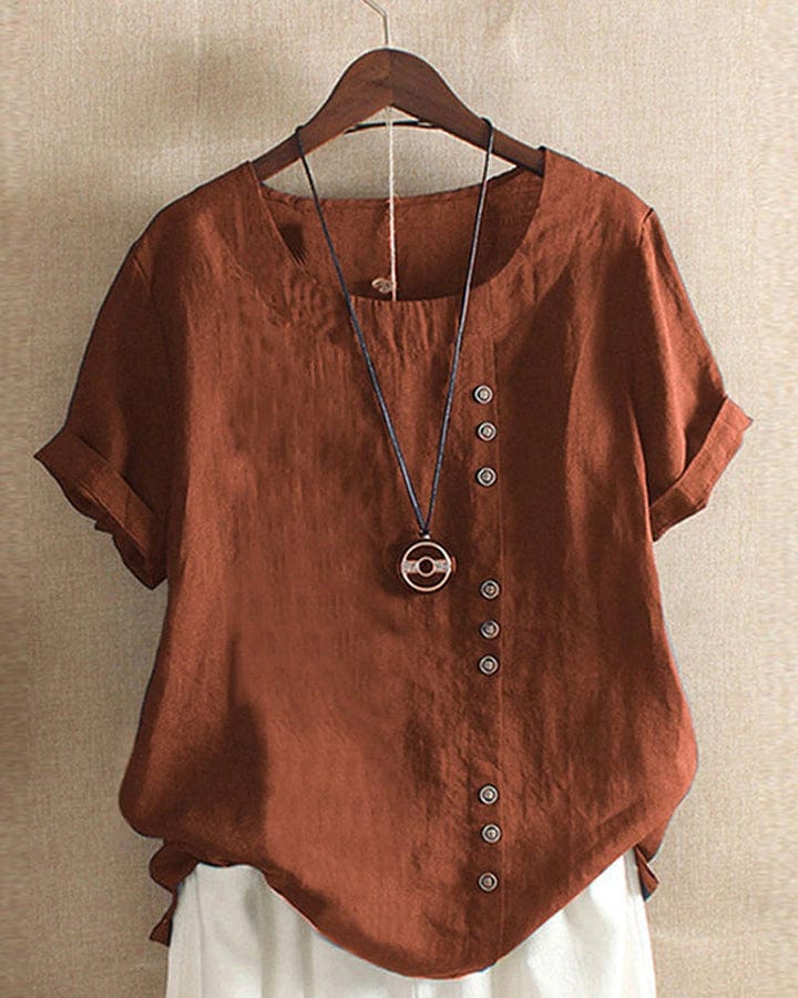Lively® Summer Clothing Brown / S Oversized Buttoned Linen Blouse | Lively™