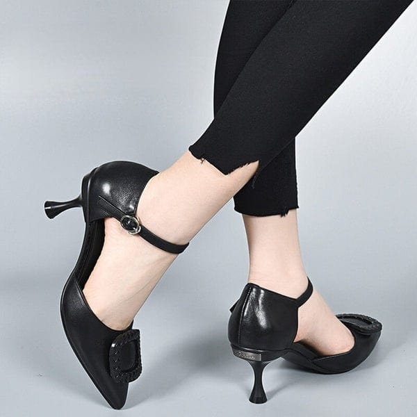 Lively® Sandals 35 / Black High leather heels | Lively®