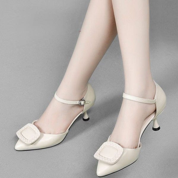 Lively® Sandals 35 / Beige High leather heels | Lively®