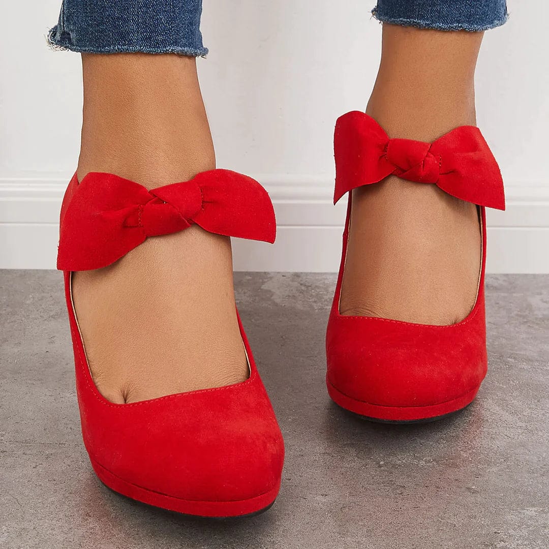 Lively® Summer Clothing Red / 35 Heeled Shoes with Ankle Bow | Lively™