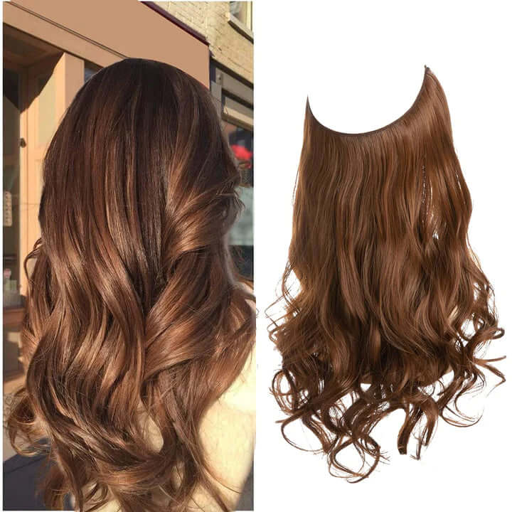 Lively® Dunkles Kupferbraun / 40cm - 110g Unsichtbare Haar Extensions - Gewellt