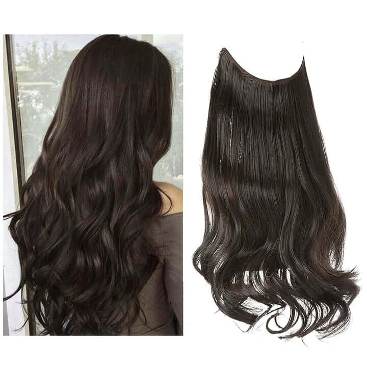 Lively® Dunkelbraun / 40cm - 110g Unsichtbare Haar Extensions - Gewellt