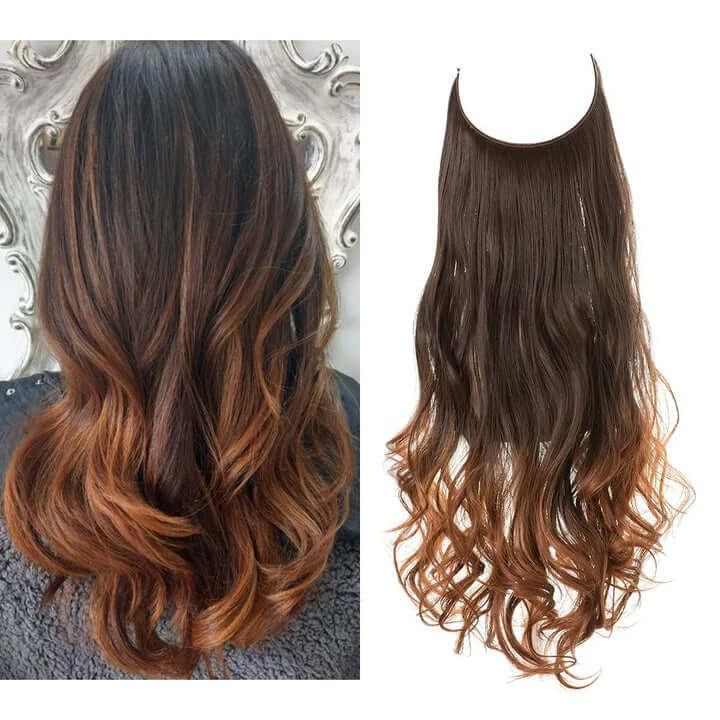 Lively® Dunkelbraun Kupfer / 40cm - 110g Unsichtbare Haar Extensions - Gewellt