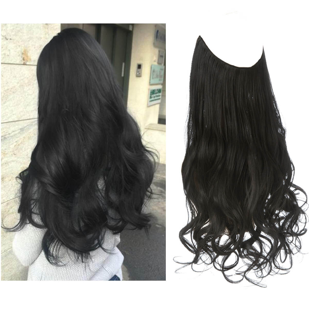 Lively® Schwarz Auburn / 40cm - 110g Unsichtbare Haar Extensions - Gewellt