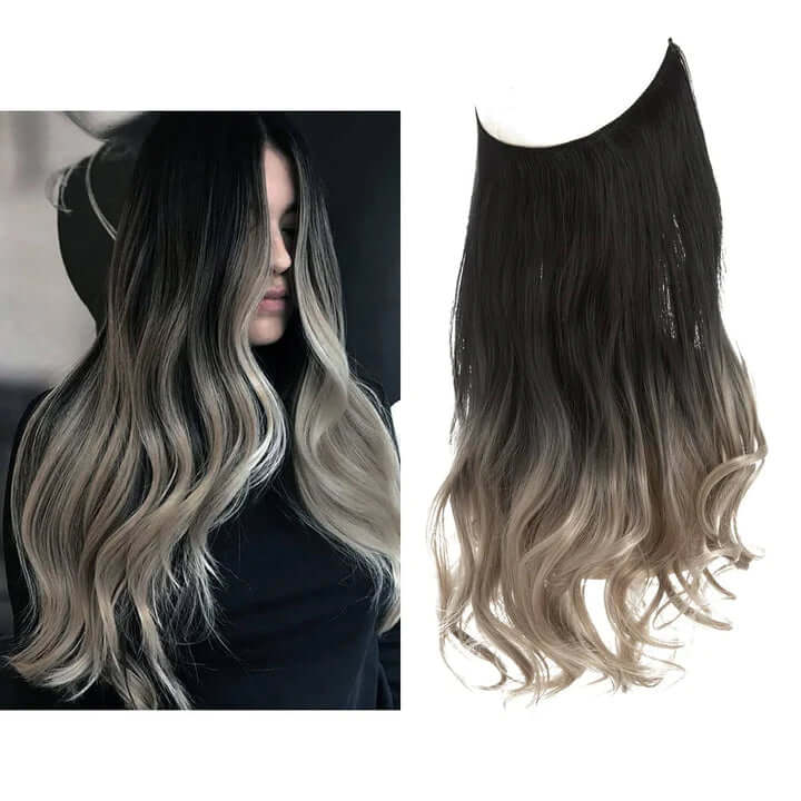 Lively® Schwarz bis Aschblond / 40cm - 110g Unsichtbare Haar Extensions - Gewellt